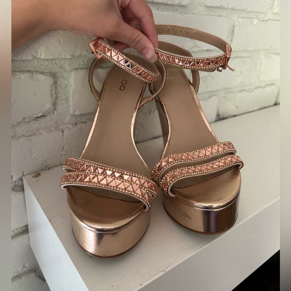 Aldo Rose Gold Platform Sandals